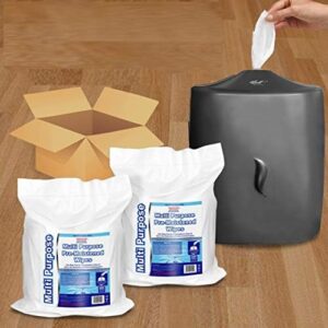 Wet Wipes Combo - 2 x 800 Count Refill Bags (1600 Wipes) - with Wall Mount Upward Pull Dispenser Ideal for Public Use