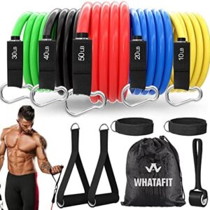 Whatafit Resistance Bands Set, Exercise Bands with Door Anchor, Handles, Carry Bag, Legs Ankle Straps for Resistance Training, Physical Therapy, Home Workouts for Men and Women