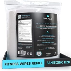 Wipex Gym Wipes Refill - 800ct Hand Sanitizing Wipes with Safe Plant Based Cloth, Commercial Size use at Gyms, Studios, Clubhouse & Public Facilities (1 Roll, 800 Gym Wipes Bulk)