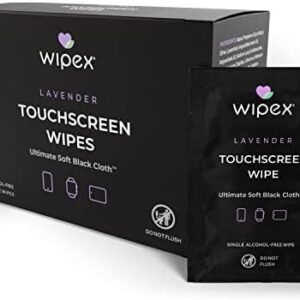 Wipex Screen Wipes for Electronics 24 Individually Wrapped Plant Based Screen Cleaner Wipes Large Soft Phone Wipes | Electronics Wipes (5.9"x4.92") Tech Wipes for iPhone (Box of 1 (24pcs))