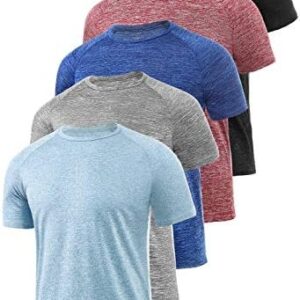 Xelky 4-5 Pack Men's Dry Fit T Shirt Moisture Wicking Athletic Tees Exercise Fitness Activewear Short Sleeves Gym Workout Top