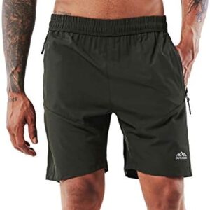 YAWHO Men's Workout Running Shorts Sports Fitness Gym Training Quick Dry Athletic Performance Shorts with Zip Pockets