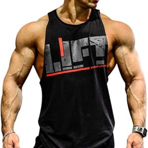 YeeHoo Lift Men's Bodybuilding Gym Tank Tops Workout Stringer Sleeveless Shirts Vest Cotton