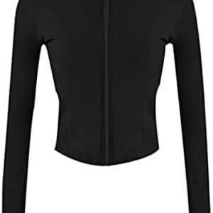 Yeokou Womens Active Zip Up Running Workout Cropped Bbl Athletic Jacket with Thumb Holes