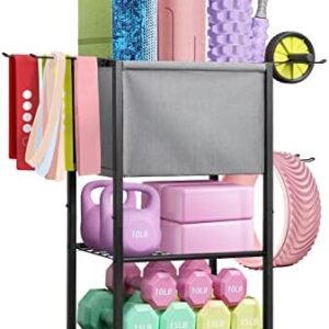 Yoga Mat Storage Rack, Home Gym Storage Rack Workout Equipment Holder for Yoga Block, Dumbbell, Kettlebell, Foam Roller, Resistance Band and More Gym Accessories