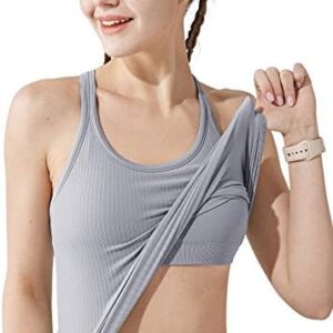 Yoga Racerback Tank Top for Women with Built in Bra,Women's Padded Sports Bra Fitness Workout Running Shirts