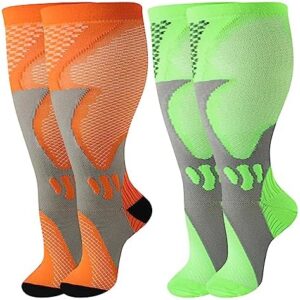 ZSAOH Plus Size Compression Socks Wide Calf Women Men,M-4XL 20-30mmhg Large Calf Compression Stockings for Nurse Sport Travel