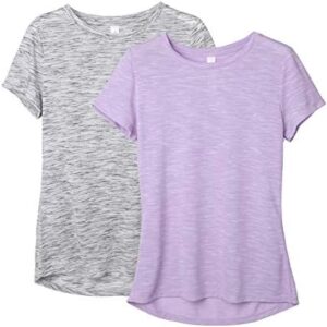 icyzone Workout Shirts for Women - Yoga Tops Gym Clothes Running Exercise Athletic T-Shirts for Women(Pack of 2)