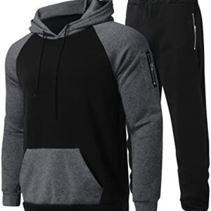 mjhGcfj Mens Tracksuit 2 Piece Hoodie,Warm Jogging Activewear With Long Sleeve Pullover Hoodies Casual Sweatsuit Sets for Men