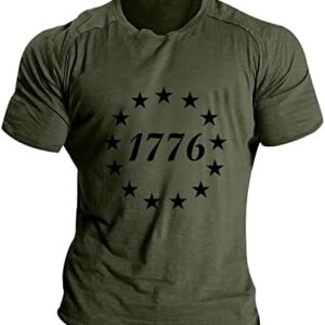 webert Mens Independence Day Flag Soft and Comfortable T Shirt with Round Neck and Short Sleeves Big T Shirts for Men