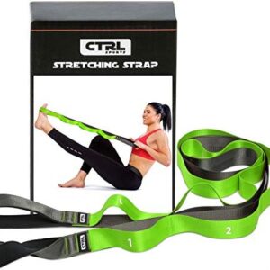 Stretching Strap with Loops - Non Elastic Stretch Band for Physical Therapy, Yoga Strap for Stretching Equipment, Stretch Bands for Exercise and Flexibility - Fascia, Hamstring & Leg Stretcher Belt