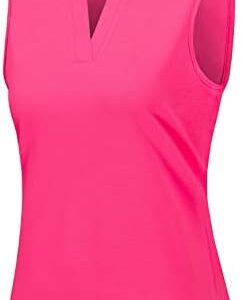 Vidusou Womens Sleeveless Golf Polo Shirts Lightweight Tennis Sport Tops