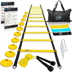 Invincible Fitness Agility Ladder Set - Enhance Speed, Power, Strength - Improves Coordination - Suitable for Weight Loss, Quick Feet, Adjustable and Fixed Rungs