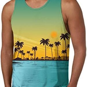 Palm Tree Men's Tanks Tops All Over Print 3D Novelty T-Shirts Sport Fitness Gym Tee Shirt Casual Sleeveless Beach Shirts