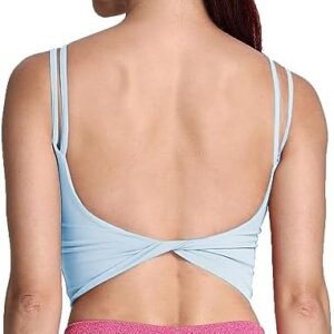 Aoxjox Women's Workout Sports Bras Fitness Padded Backless Yoga Crop Tank Top Twist Back Cami