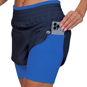 Women's Running Shorts Elastic High Waisted Dry-Fit Moisture Wicking Performance Workout Athletic Biker Compression Pocket