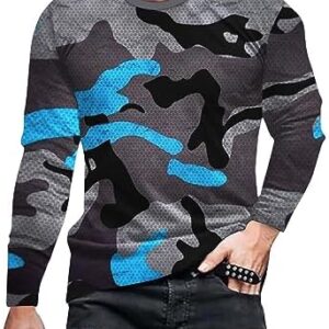 Men's Camouflage T-Shirt Sports Fitness Long Sleeve Military Camo Crewneck Vintage Shirts Performance T-Shirt