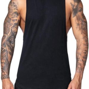 LONGBIDA Men's Tank Tops Workout Sleeveless Gym Shirt Bodybuilding Fitness Muscle T-Shirts