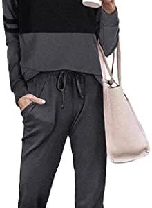 PRETTYGARDEN Women's Color Block 2 Piece Tracksuit Crewneck Long Sleeve Tops Long Sweatpants Outfits Lounge Sets