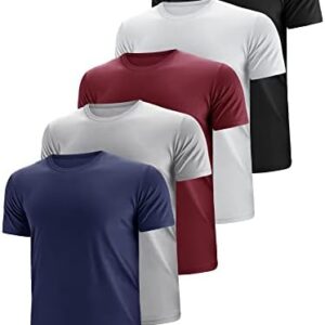 5 Pack Men's Dry Fit Moisture Wicking Tech Performance Mesh Quick Dry Active Athletic Crew T Shirts