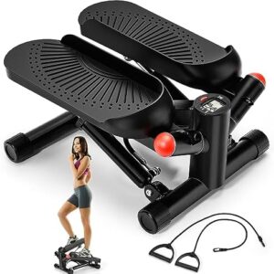 ACFITI Mini Steppers for Exercise, Stair Steppers Machine with Super Quiet Design, Hydraulic Fitness Stepper with Resistance Bands,Twist Steppers with 330LBS Loading Capacity