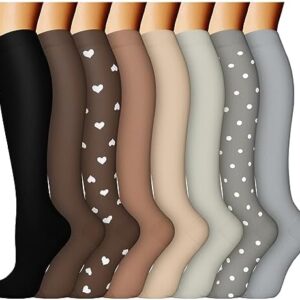 ACTINPUT Compression Socks for Women & Men Circulation 8 Pairs 15-20mmHg-Best support for Nurse,Medical,Running,Athletic