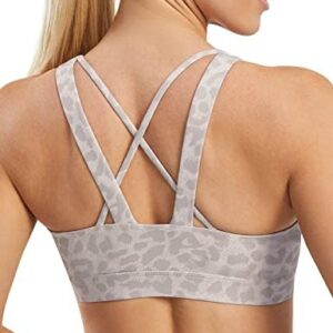 AFITNE Strappy Sports Bra for Women Crisscross Back Medium Support Padded Workout Fitness Yoga Bra with Removable Cups