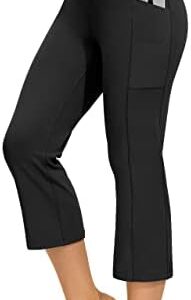 AFITNE Women's Full Length/Capri Bootcut Yoga Pants with Pockets, High Waisted Flare Workout Bootleg Pants Dress Work Pants