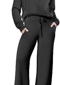 ANRABESS Women 2 Piece Outfits Sweatsuit Set 2023 Fall Oversized Half Zip Sweatshirt Wide Leg Sweatpant Lounge Set Tracksuit