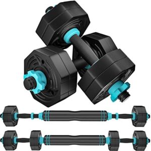 ARUNDO Dumbbells Set 20KG,2 in 1 Dumbbell Barbell Lifting Set Workout Weight Set for Home Gym Equipment Lifting Set Strength Training Equipment,Anti slip adjustable Dumbbell Set