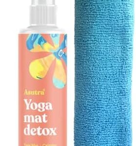 ASUTRA Organic Yoga Mat Cleaner (Calming Citrus Aroma), 4 fl oz | No Slippery Residue | Cleans, Restores, Refreshes | Comes w/Microfiber Towel | Deep-Cleansing for Fitness Gear & Gym Equipment