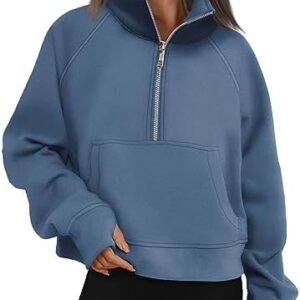 AUTOMET Womens Sweatshirts Half Zip Cropped Pullover Fleece Quarter Zipper Hoodies Fall outfits Clothes Thumb Hole