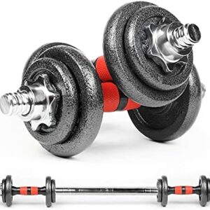 Adjustable dumbbell, 20.5-65.5lbs Adjustable Barbell Set, 2 in 1 Weight Dumbbell Set, Multifunction Free Weights Dumbbell Barbell Set, Exercise Fitness Equipment for Home Gym, Muscle Building & Core Fitness