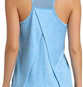 Aeuui Womens Workout Tops for Women Racerback Tank Tops Mesh Yoga Shirts Athletic Running Tank Tops Sleeveless Gym Clothes