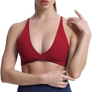 Aoxjox Women's Workout Sports Bras Fitness Backless Padded Sienna Low Impact Bra Yoga Crop Tank Top