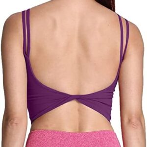 Aoxjox Women's Workout Sports Bras Fitness Padded Backless Yoga Crop Tank Top Twist Back Cami