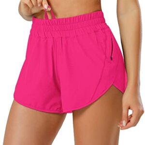 Aurefin Athletic Shorts for Women,Women's Quick Dry Workout Sports Active Running Track Shorts with Elastic and Zip Pockets