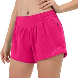 Aurefin High Waisted Athletic Shorts for Women, Womens Plus Size Running Workout Shorts with Liner and Zip Pocket 4 inch