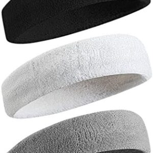 BEACE Sweatbands Sports Headband for Men & Women - Moisture Wicking Athletic Cotton Terry Cloth Sweatband for Tennis, Basketball, Running, Gym, Working Out