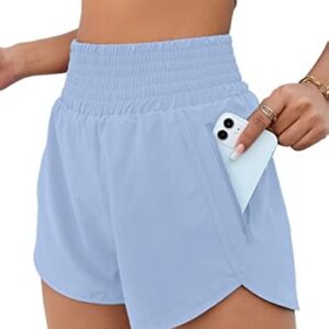 BMJL Women's Athletic Shorts High Waisted Running Shorts Pocket Sporty Shorts Gym Elastic Workout Shorts