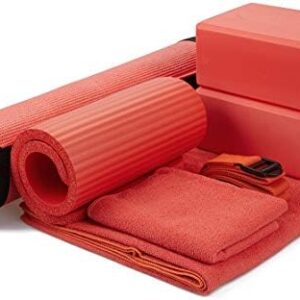 BalanceFrom GoYoga 7-Piece Set - Include Yoga Mat with Carrying Strap, 2 Yoga Blocks, Yoga Mat Towel, Yoga Hand Towel, Yoga Strap and Yoga Knee Pad