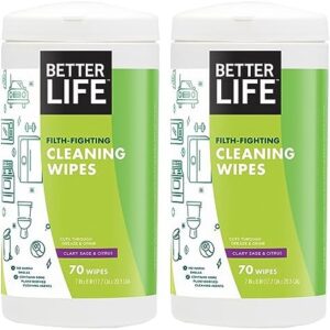 Better Life Natural All-purpose Cleaning Wipes, Clary Sage & Citrus, 70 Count (Pack of 2)