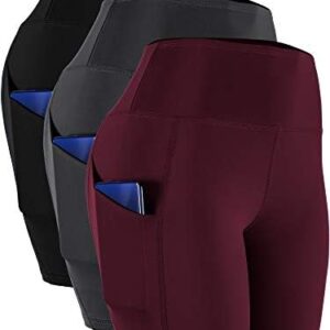 CADMUS Women's High Waist Spandex Yoga Shorts for Bike Running Two Side Pockets