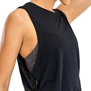 CRZ YOGA Pima Cotton Cropped Tank Tops for Women - Sleeveless Sports Shirts Athletic Yoga Running Gym Workout Crop Tops