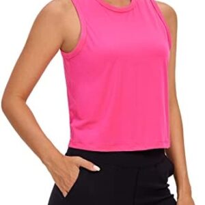 CRZ YOGA Pima Cotton Cropped Tank Tops for Women High Neck Crop Workout Tops Sleeveless Athletic Gym Shirts