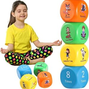 Children's Yoga Dice Exercise Game - 6 Yoga Poses for Kids Plus 12 Other Fitness Workout Activities - Teach Kids Yoga and Healthy Lifestyle - Children Indoor and Outdoor Exercise Equipment - Ages 3+