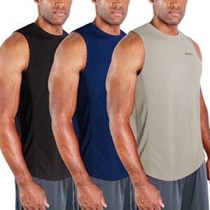 DEVOPS 3 Pack Men's Muscle Shirts Sleeveless Dri Fit Gym Workout Tank Top