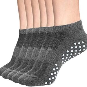 DIBAOLONG Womens & Mens Low Cut Socks, 6-Pairs Non Slip Yoga Sock Ankle Athletic Short Cotton Socks with Grips