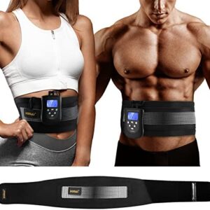 DOMAS Ab Belt Abdominal Muscle Toner- Abs Stimulator with 6 Modes Electronic Abs Stimulating Belt EMS Muscle Toning Belt for Men Women Training Device for Muscles Stomach Workout Massager