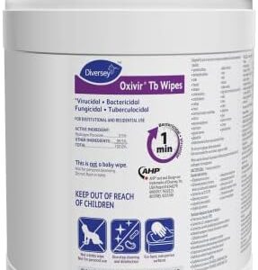 Diversey Oxivir Tb 101105463 Disinfectant Cleaner Wipes, Accelerated Hydrogen Peroxide, 160-Wipes, 1-Canister